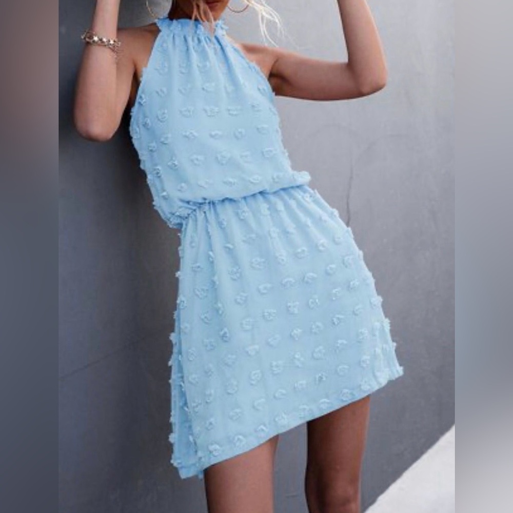 Source Unknown Light Blue Mini Dress